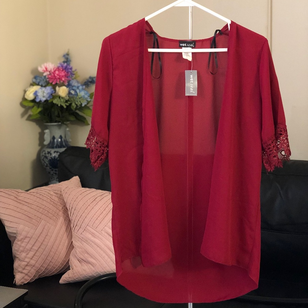 Wet Seal Crochet Trim Kimono